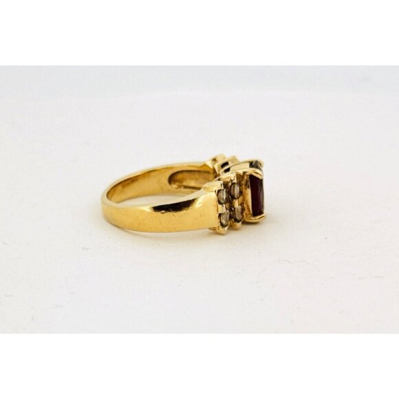 Estate 925 Gold Vermeil Garnet & CZ Cluster Ring Size 6.5 - Picture 2 of 9